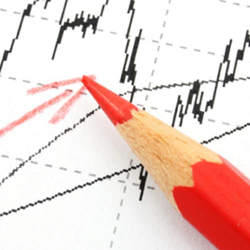 red pencil on stock chart