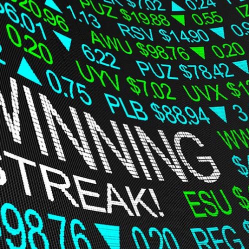 stock ticker with winning streak
