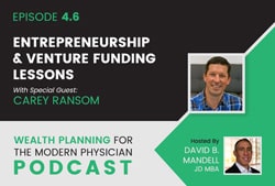 physicians wealth podcast episode 4.6 banner image with carey ransom