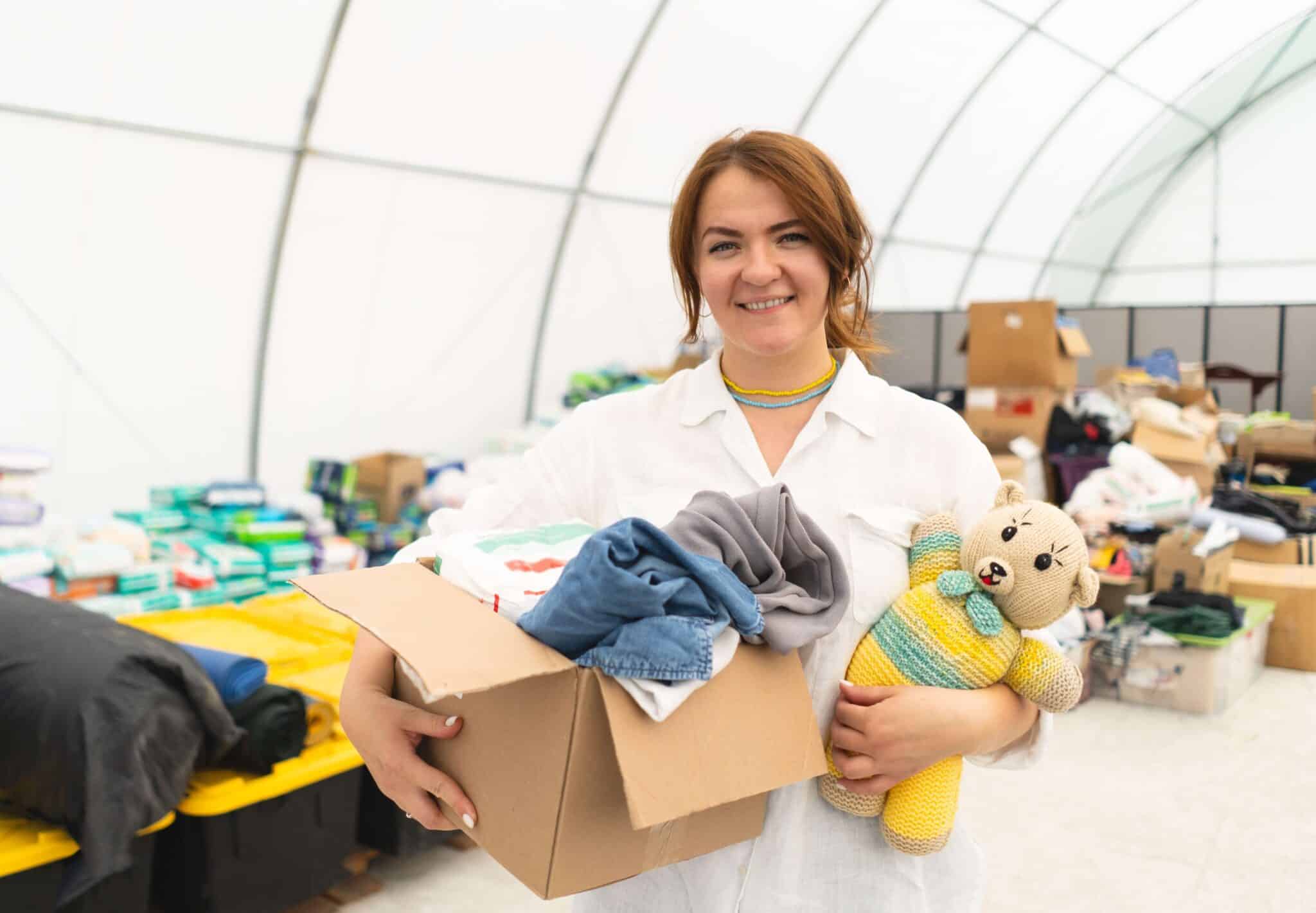 Woman preparing donations