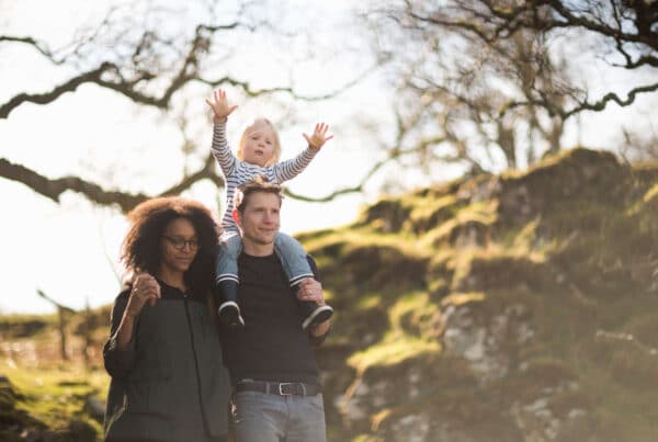 A family on a walk outdoors